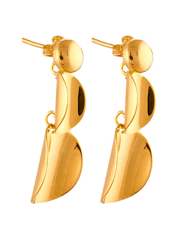 Aretes  Disco Ondulado Dorados
